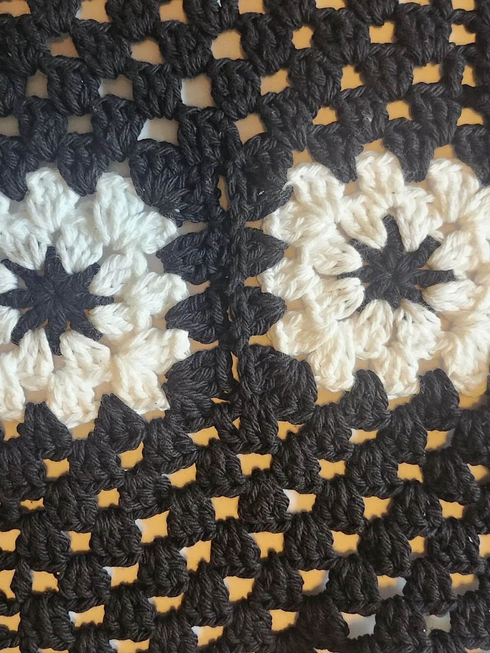 Handmade Crocheted Oval Doily - Black & White